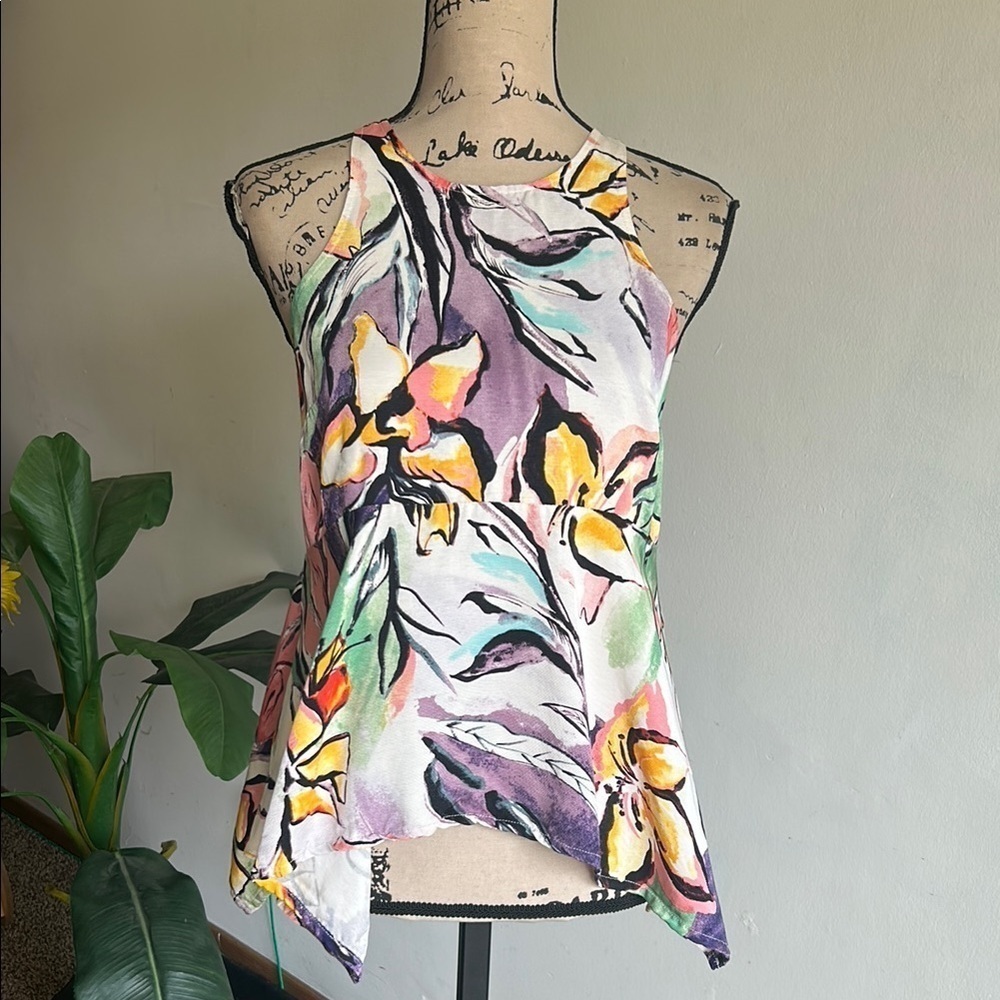 Anthropologie HD in Paris Lucille Peplum Asymmetrical Multicolored Top Size 2 - Picture 2 of 12